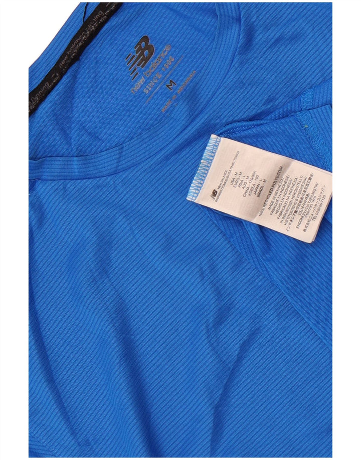 Camiseta masculina New Balance poliéster listrado azul médio