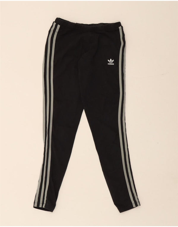 Calças de treino femininas Adidas UK 10 pequenas esportivas de algodão preto