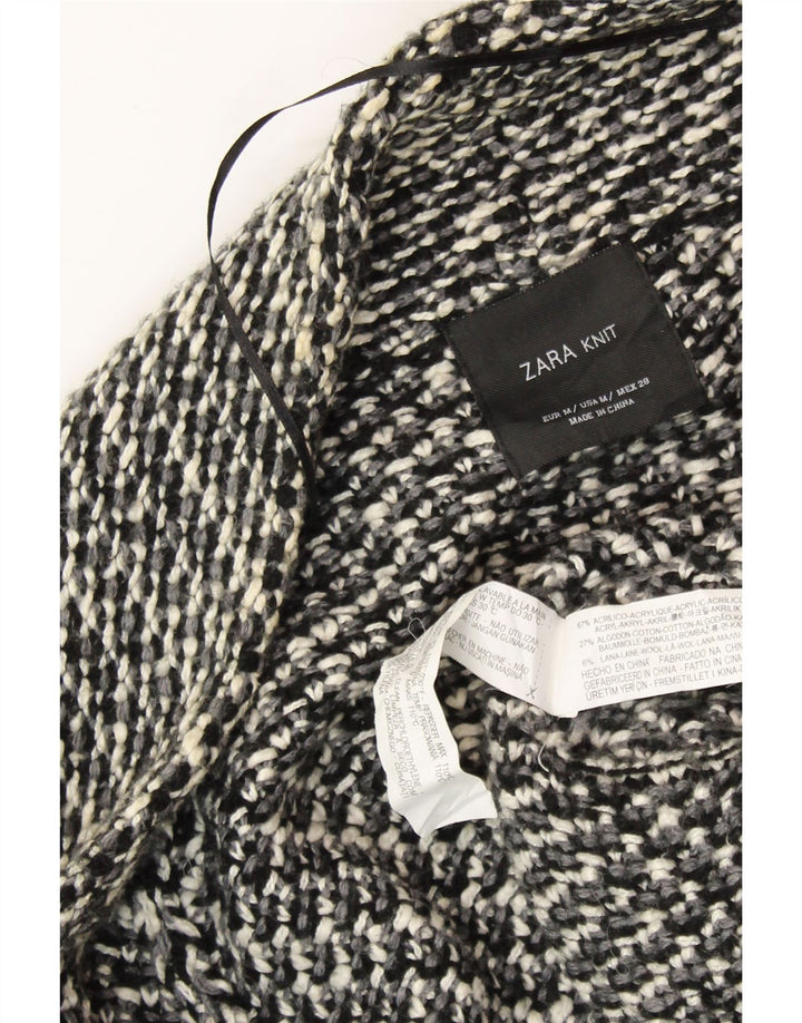 Suéter cardigã feminino aberto grande ZARA Reino Unido 14 médio preto manchado