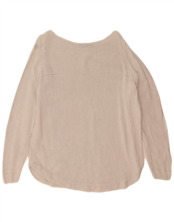 Suéter feminino MARKS & SPENCER com gola canoa UK 20 2XL algodão branco