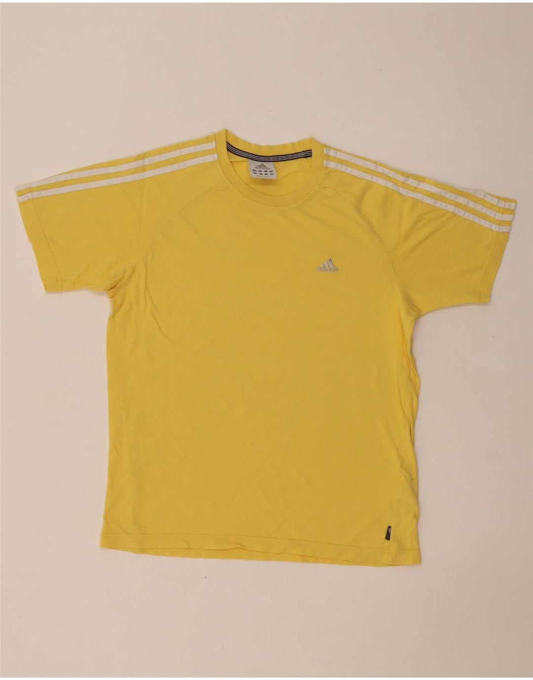Adidas Mens T-Shirt Top Pequeno Algodão Amarelo