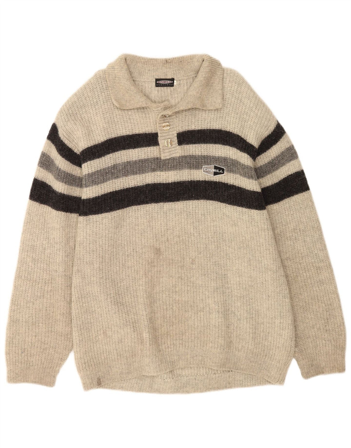 Suéter masculino O'Neill com gola polo grande listrado cinza