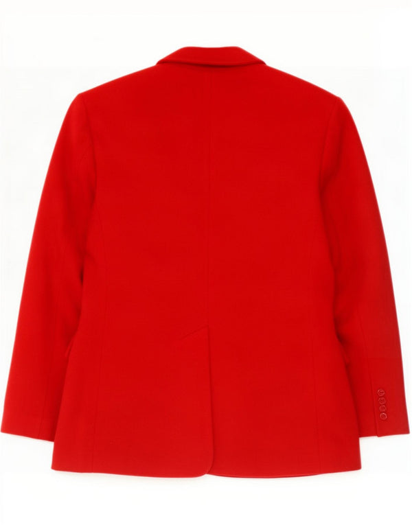 Jaqueta blazer feminina vintage de 2 botões Reino Unido 10 pequena lã vermelha