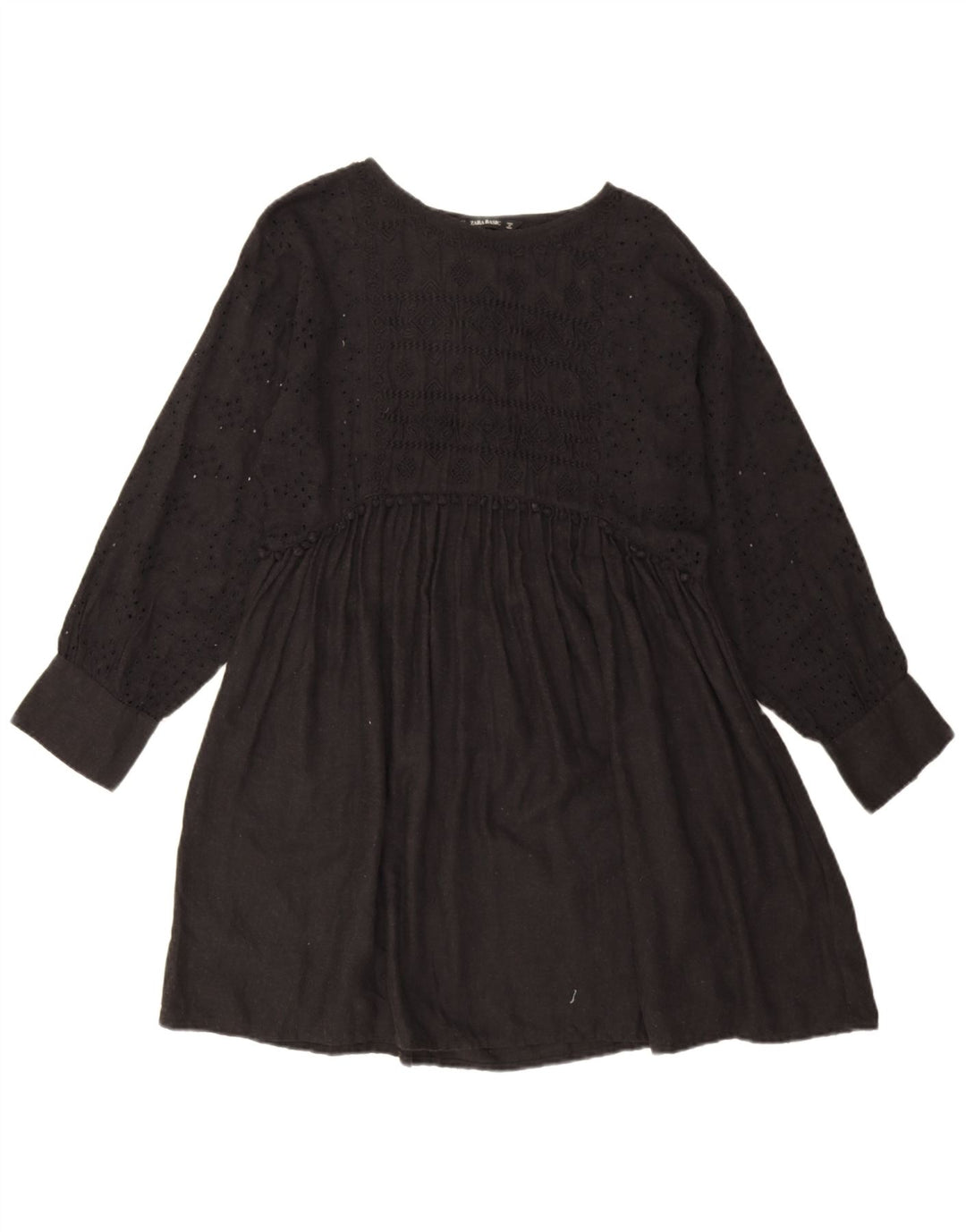 Zara Vestido feminino básico oversized de manga comprida Reino Unido 10 pequeno preto floral