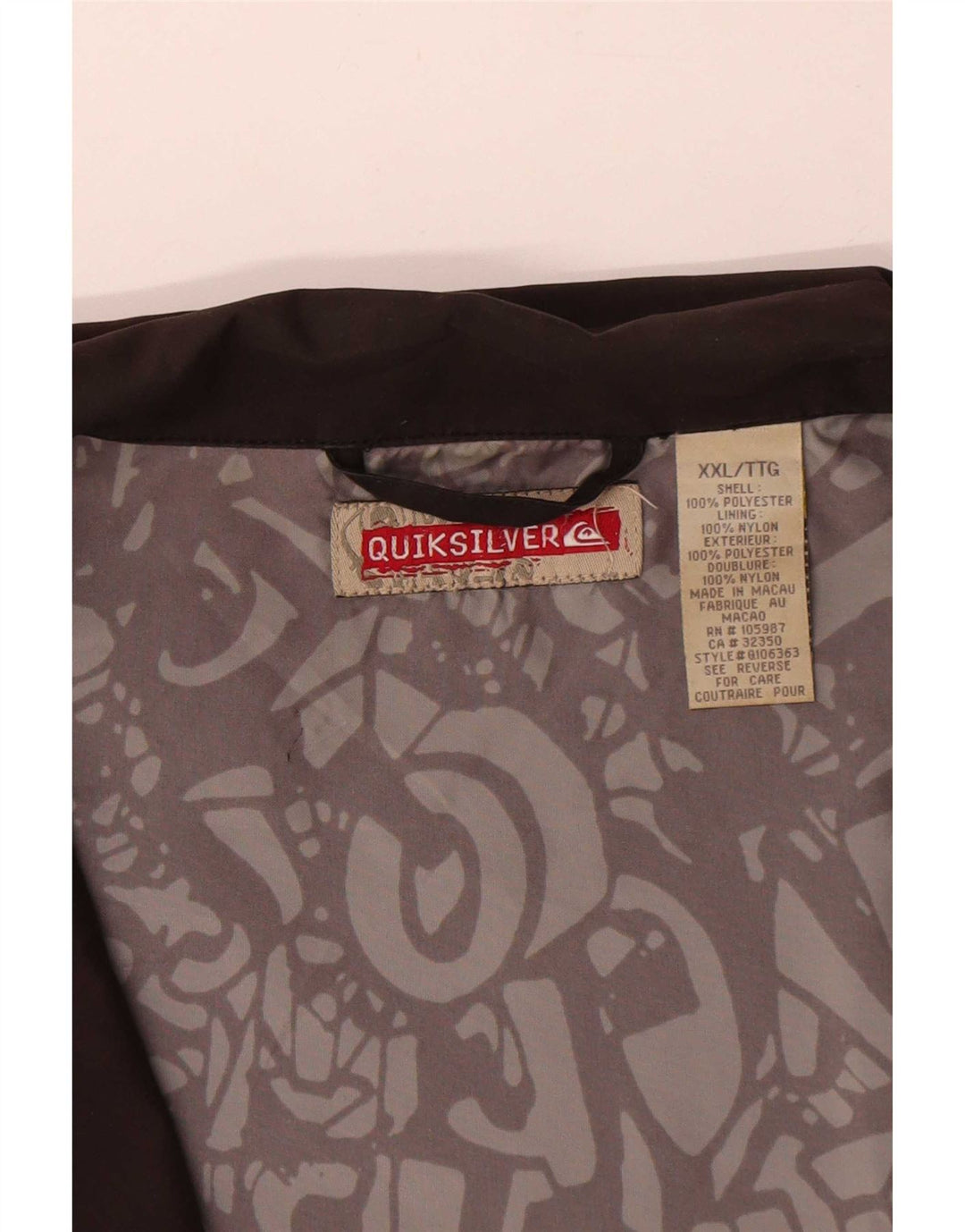 Jaqueta bomber masculina Quiksilver UK 44 2XL poliéster marrom