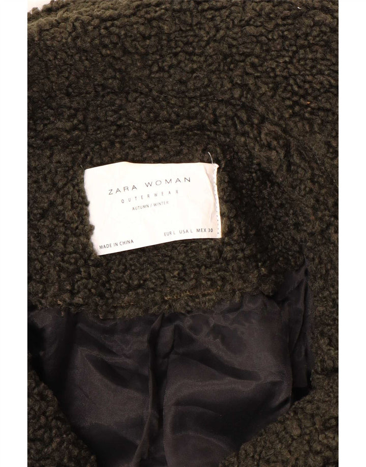 Sobretudo feminino Zara Teddy Bear UK 16 grande cáqui