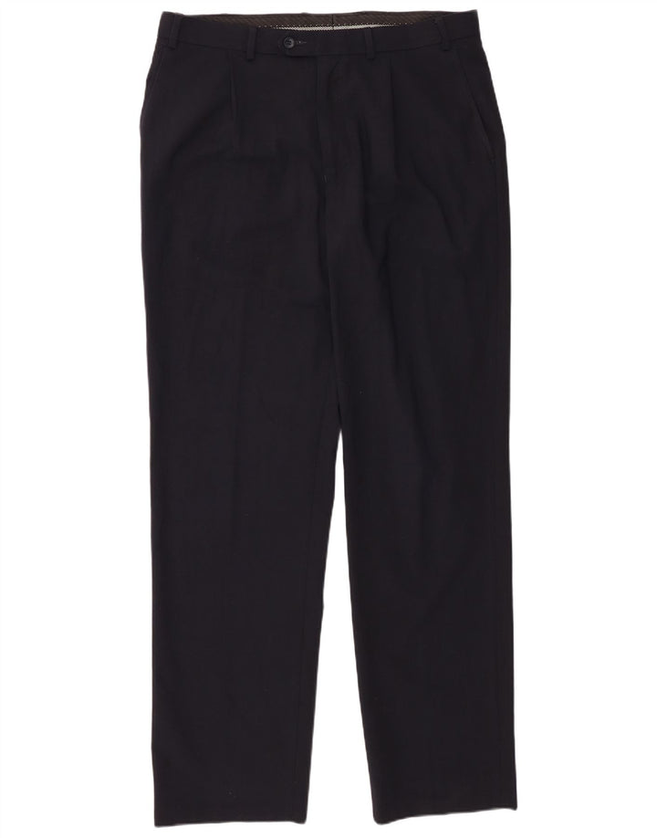 Calça masculina Marks & Spencer Pegged Suit W36 L33 azul marinho poliéster