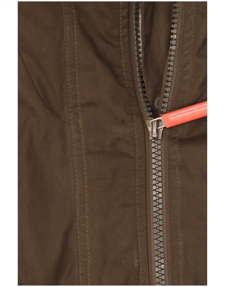 Jaqueta corta-vento feminina Superdry com capuz UK 14 poliéster cáqui médio