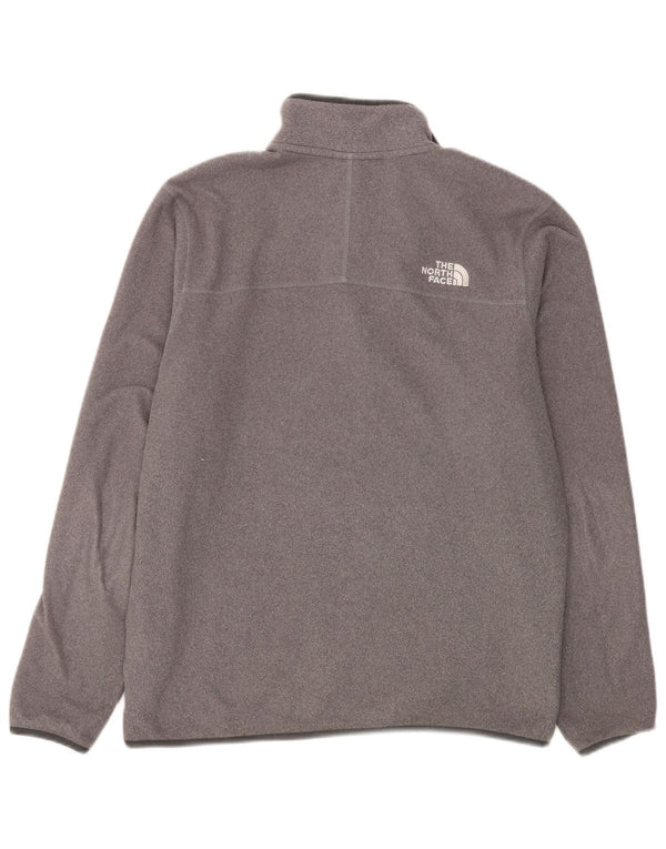 Suéter masculino The North Face com zíper e gola em lã cinza médio poliéster esportivo