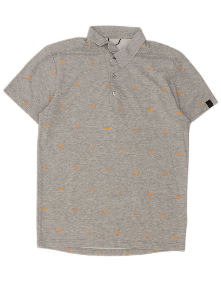 Adidas Mens Abstract Pattern Polo Shirt UK 40/42 Médio Algodão Cinza