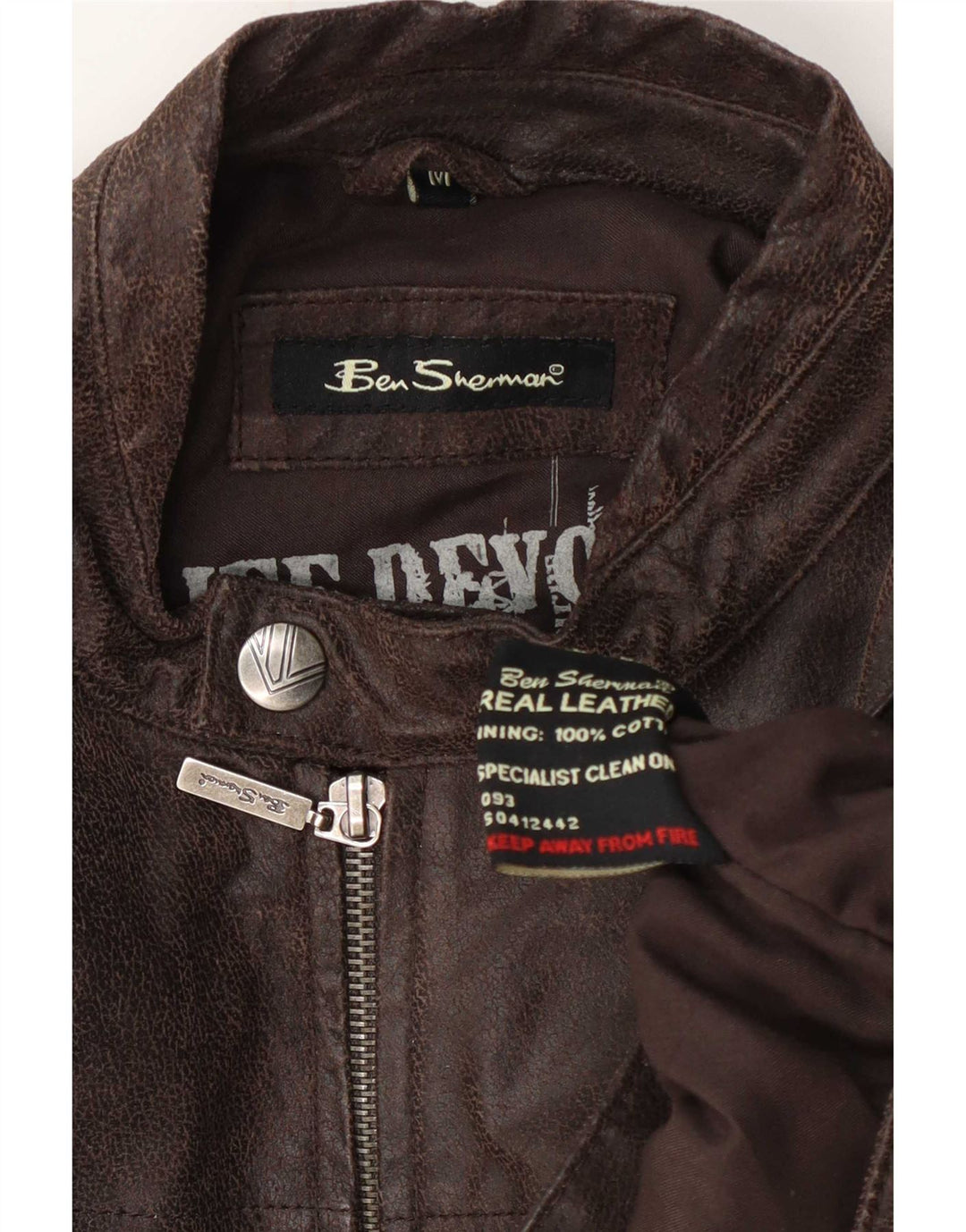 Jaqueta masculina de couro para motociclista Ben Sherman Reino Unido 38 marrom médio