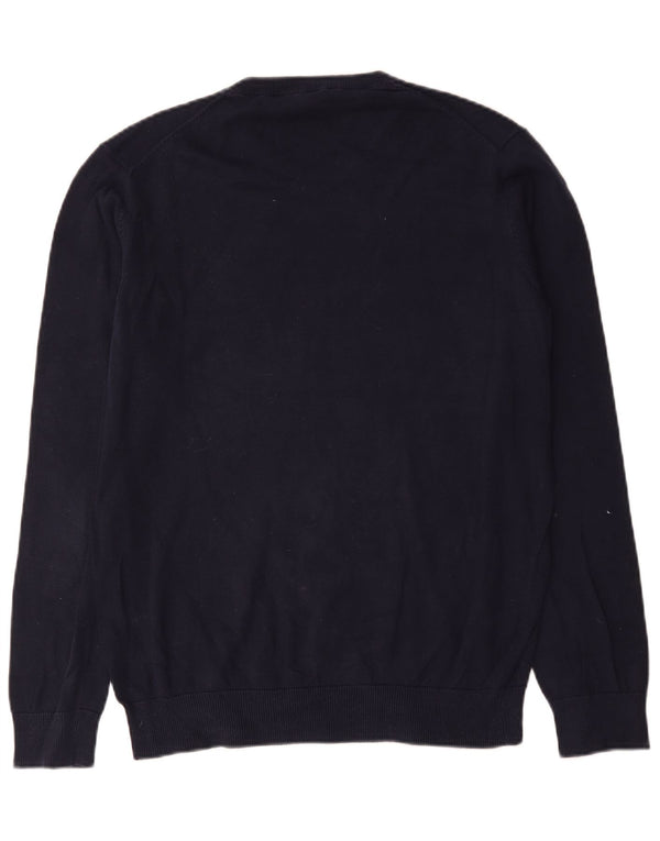Crew Clothing Suéter masculino com decote em V grande algodão azul marinho