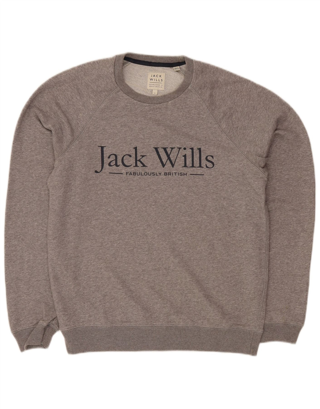 Jack Wills moletom gráfico masculino jumper médio cinza algodão manchado