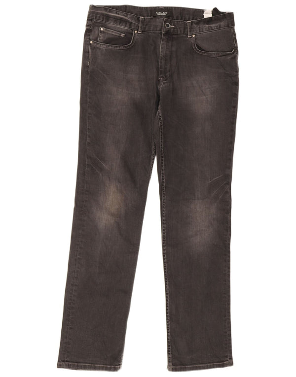 Zara Mens Straight Jeans EU 44 Grande W34 L33 Cinza Algodão