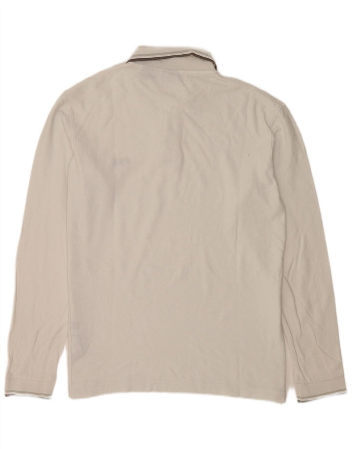 Camisa polo masculina Fila de manga comprida grande algodão branco