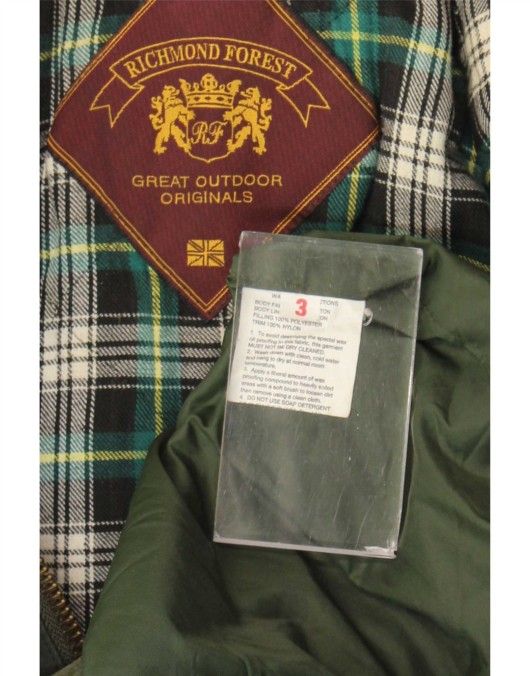 Jaqueta masculina de algodão encerado Richmond Forest UK 42 XL verde