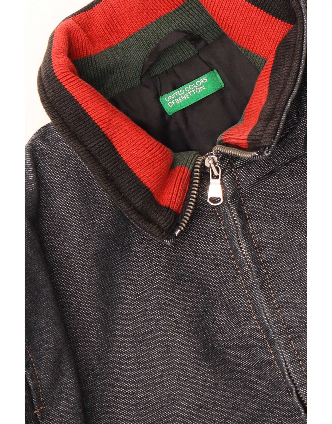 Jaqueta corta-vento jeans Benetton Boys 10-11 anos azul marinho colorblock