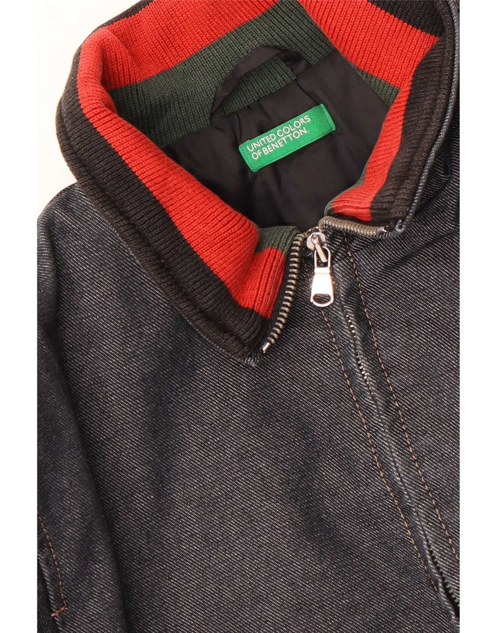 Jaqueta corta-vento jeans Benetton Boys 10-11 anos azul marinho colorblock