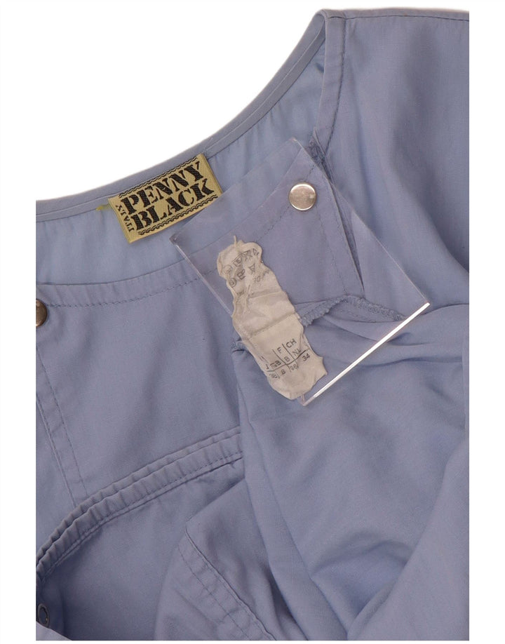Jaqueta bomber feminina Penny Black com peito duplo Reino Unido 8 algodão azul pequeno