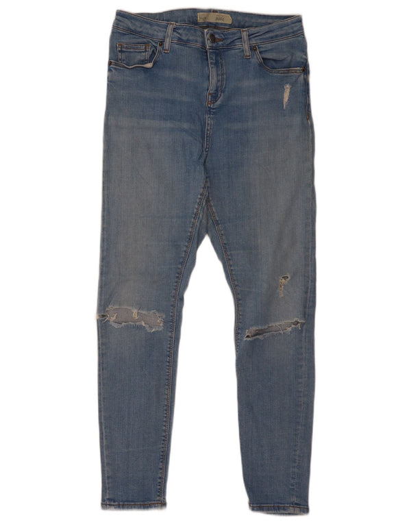 Topshop feminino Jamie Distressed jeans skinny W30 L28 algodão azul