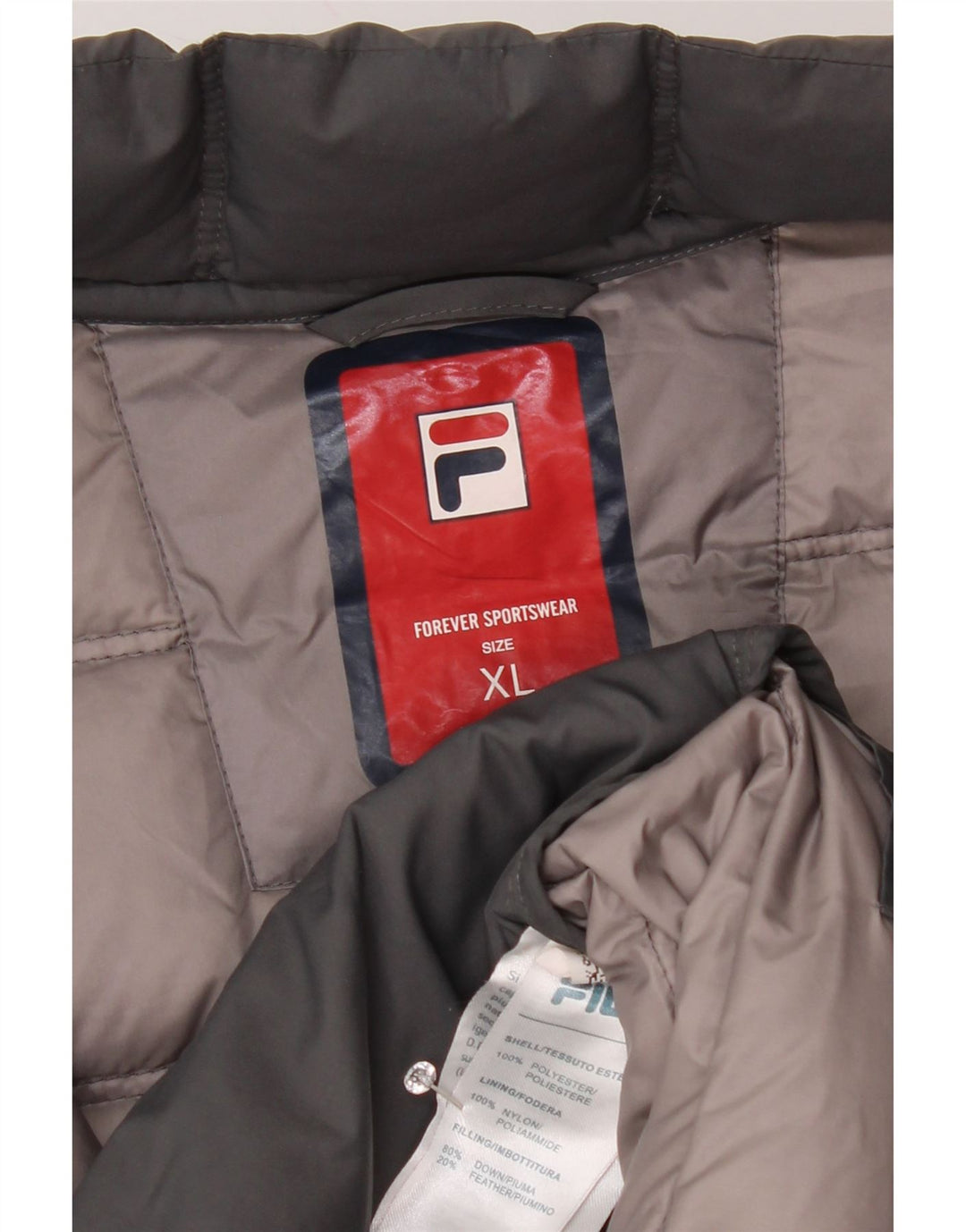 Jaqueta acolchoada masculina Fila UK 42 XL cinza poliéster