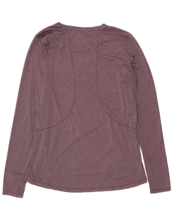 Top feminino Reebok manga comprida UK 16 grande algodão roxo