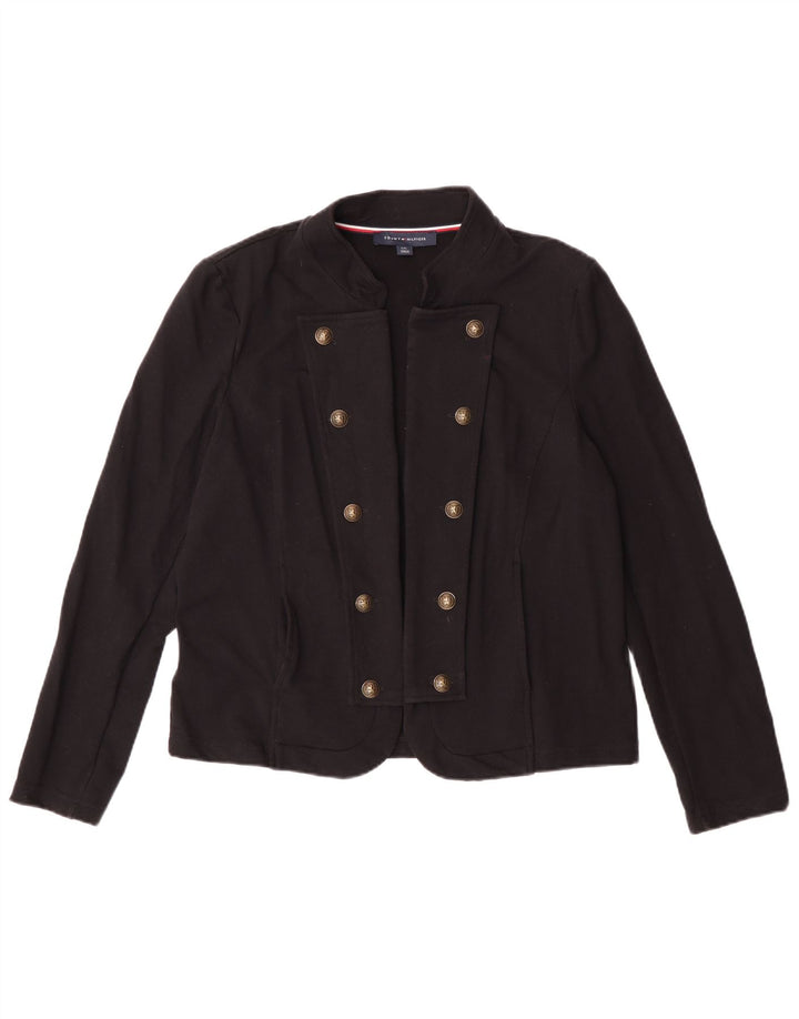 Cardigan feminino Tommy Hilfiger UK 16 grande algodão preto