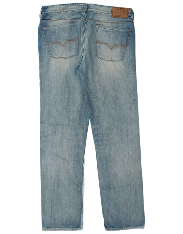 Guess Mens Straight Jeans W36 L34 Azul Algodão