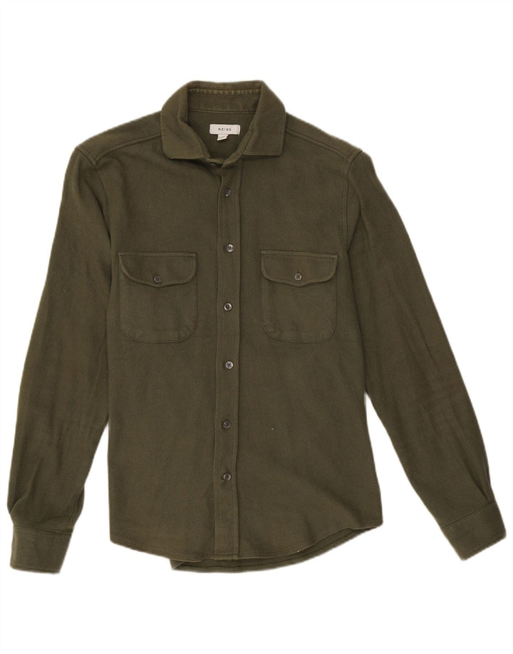 Camisa masculina Reiss pequena algodão cáqui