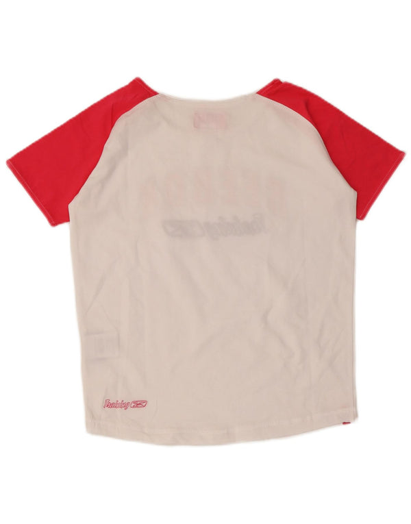 Camiseta gráfica feminina Reebok Top 15-16 anos 2XL branco algodão colorblock