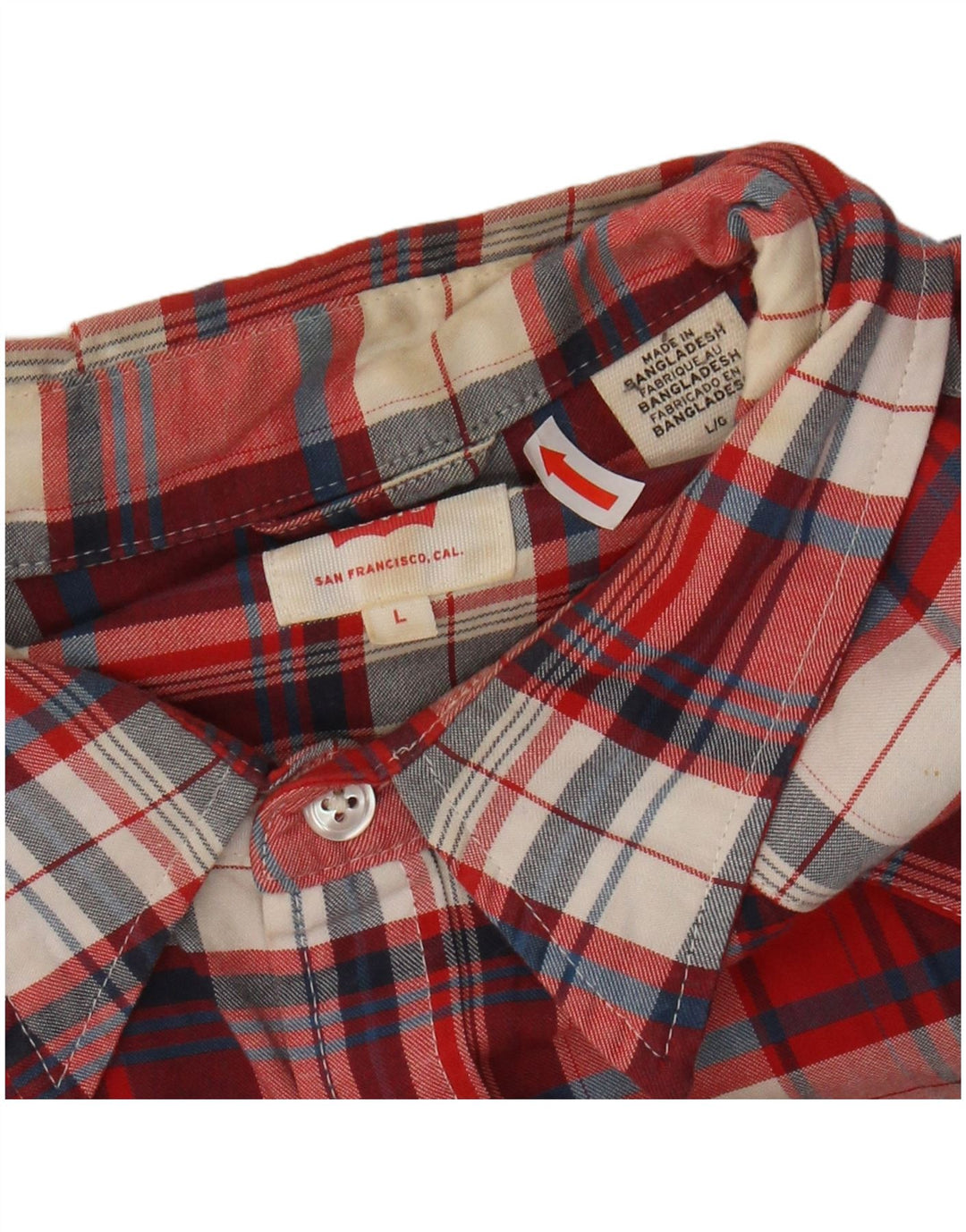 Camisa masculina de flanela LEVI'S grande algodão xadrez vermelho