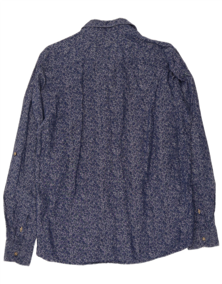 Camisa masculina TED BAKER tamanho 4 grande algodão floral azul marinho