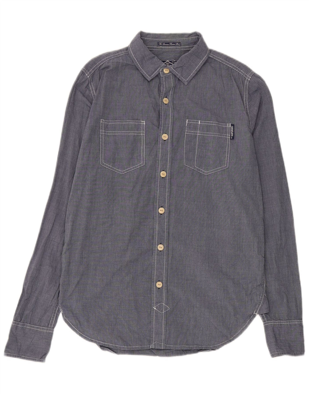 Camisa masculina Superdry algodão azul médio
