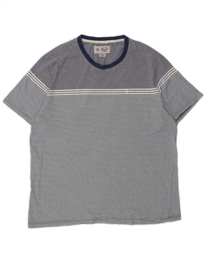 Camiseta masculina alta PENGUIN XL algodão listrado azul marinho