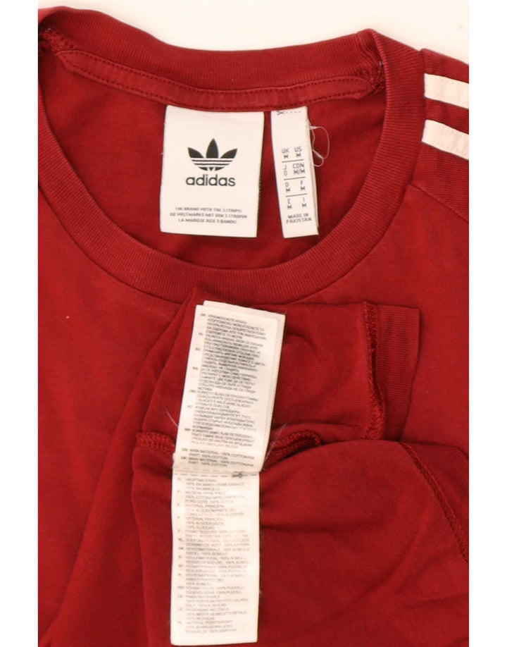 Adidas Mens Camiseta Top Médio Algodão Vermelho