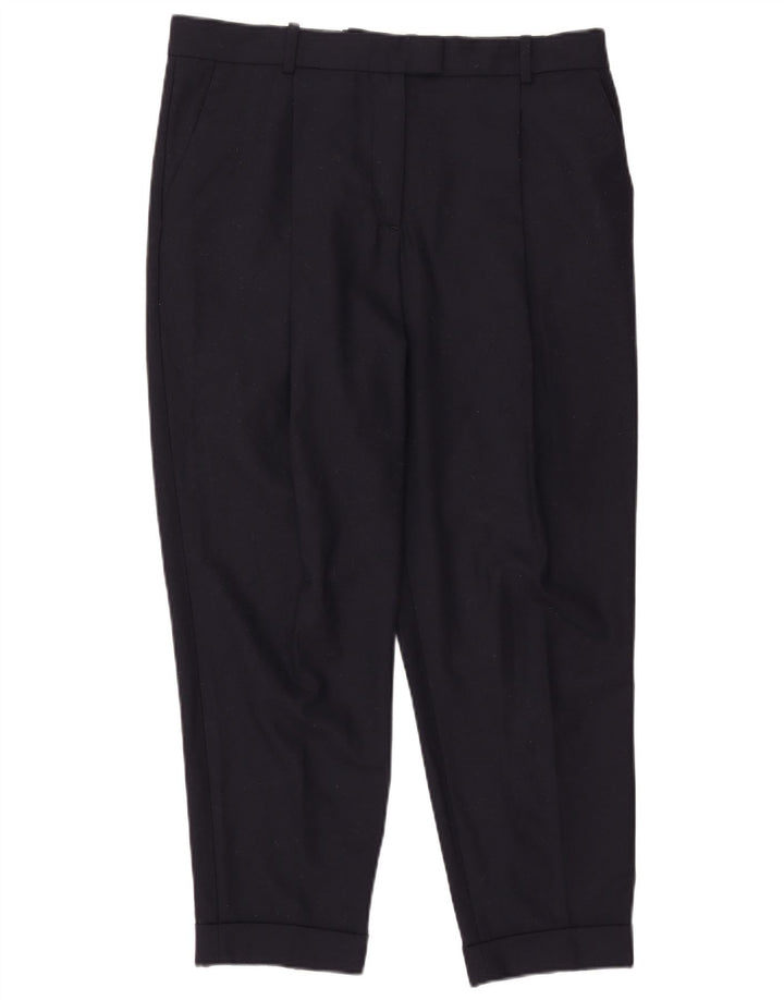 Calça feminina Cos com pregas EU 40 Médio W36 L25 Lã Azul Marinho