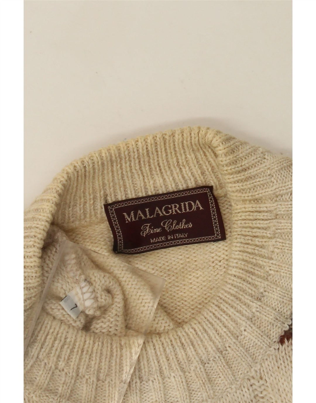 Suéter masculino MALAGRIDA com gola redonda, grande bege Fair Isle