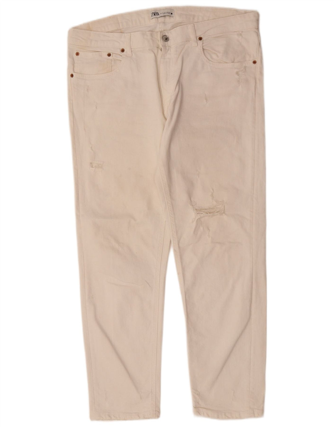 Calça jeans reta feminina Zara EU 44 XL W34 L28 branca