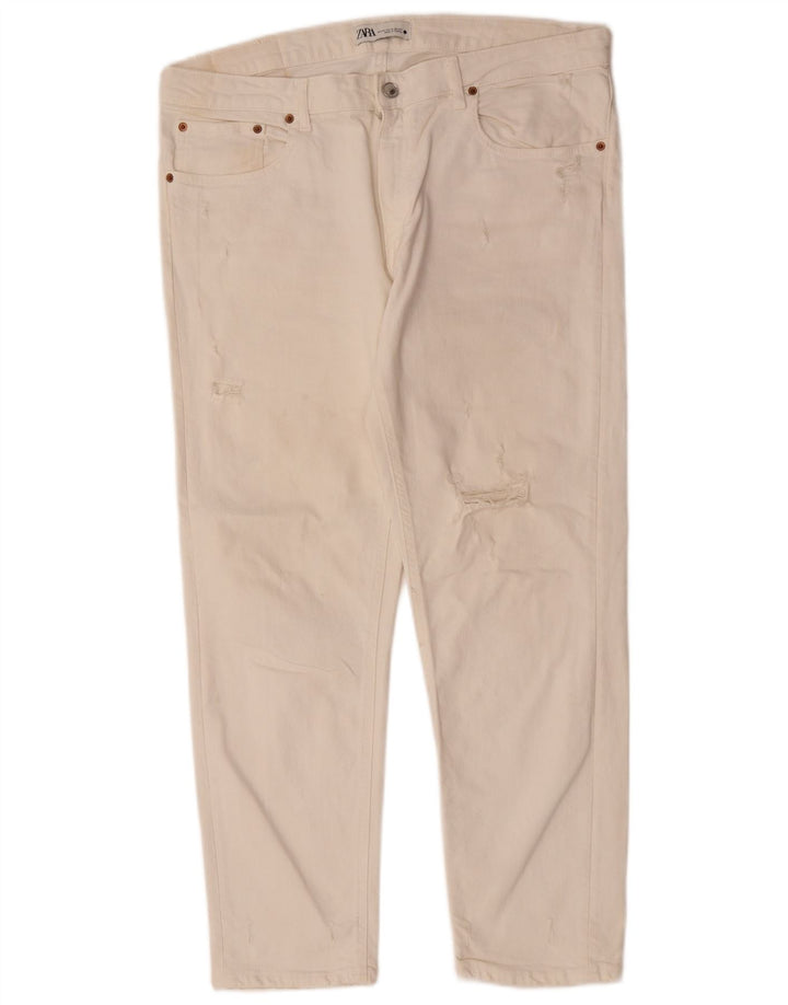 Calça jeans reta feminina Zara EU 44 XL W34 L28 branca