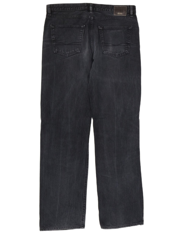 Hugo Boss Mens Straight Jeans W35 L34 Azul Marinho Algodão