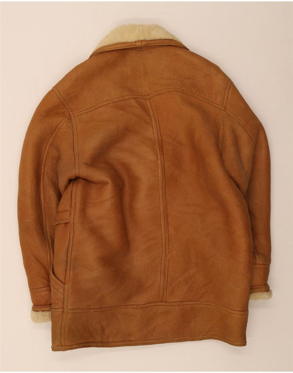 Vintage Mens Shearling Coat IT 50 Large Brown