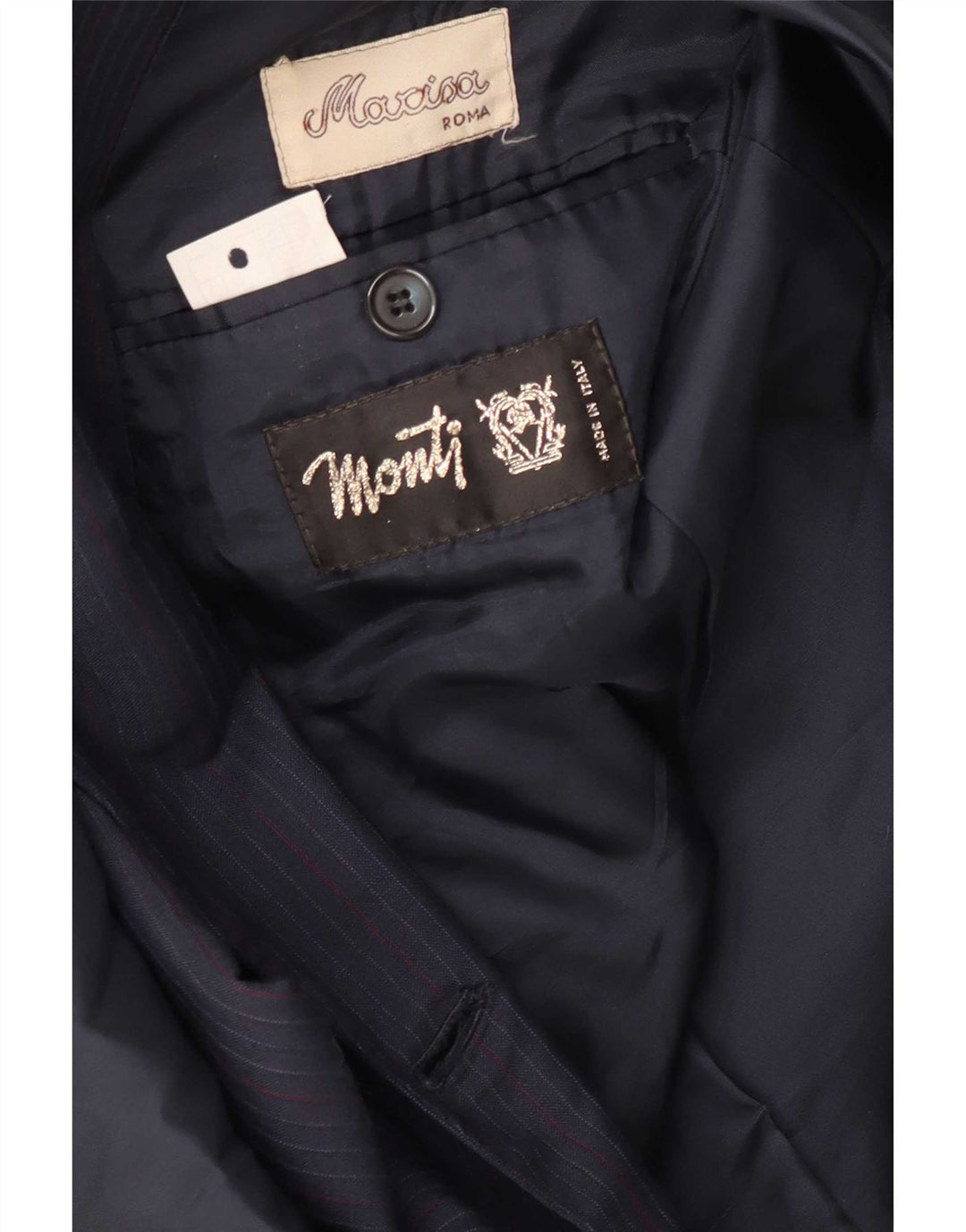 Jaqueta blazer masculina Monti com peito duplo IT 56 3XL lã listrada azul marinho