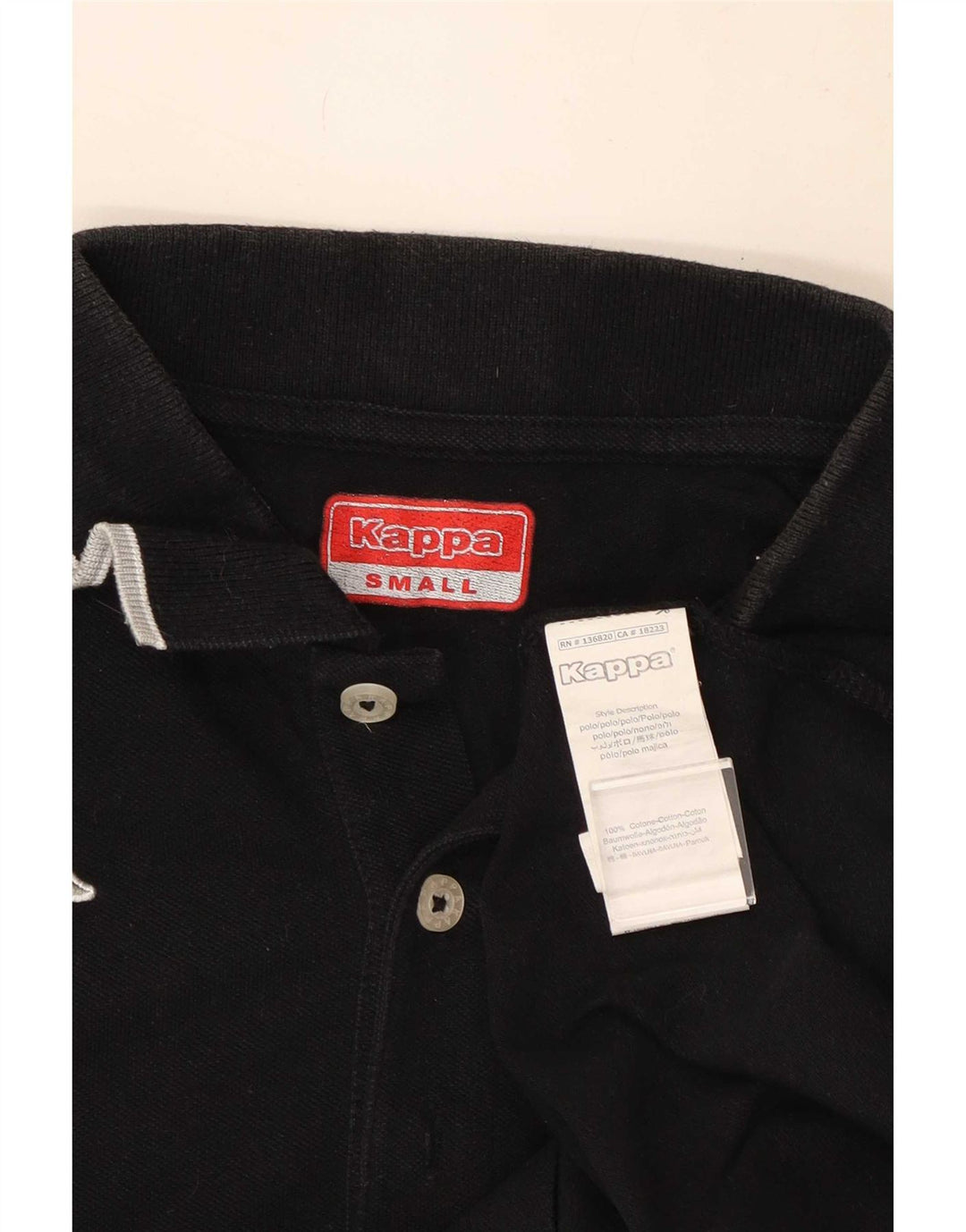 Camisa polo masculina Kappa pequena listrada preta de algodão