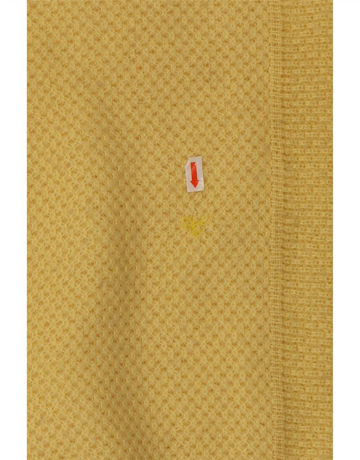 Suéter vintage masculino com gola redonda, grande acrílico amarelo