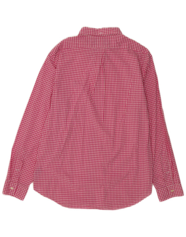 Polo Ralph Lauren Mens Slim Fit Camisa XL Rosa Algodão Gingham