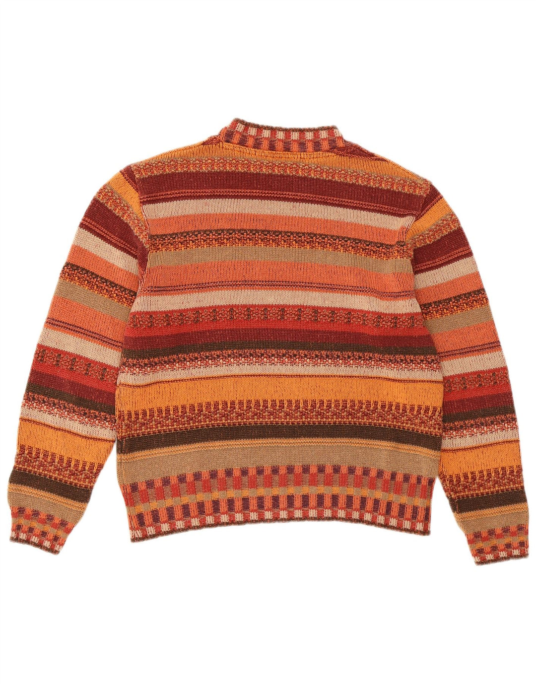 Suéter feminino VINTAGE com gola redonda UK 14 listrado médio multicolorido