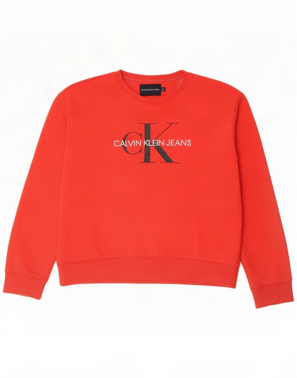 Calvin Klein Jeans Mens Graphic Sweatshirt Jumper XL Red Cotton