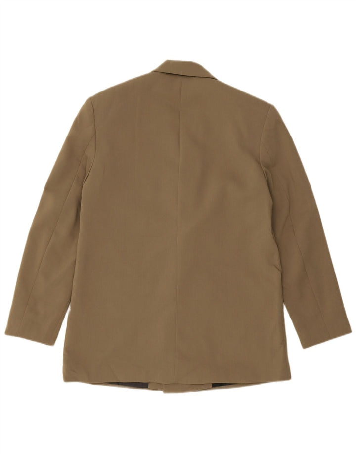 Jaqueta blazer masculina Zara com peito duplo Reino Unido 34 XS cáqui poliéster