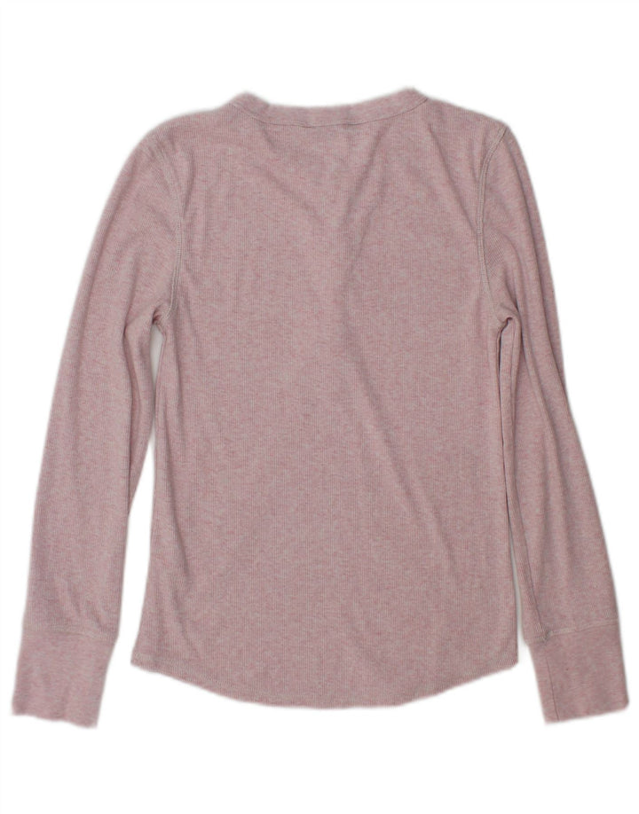 Top feminino Marks & Spencer manga comprida UK 8 pequeno poliéster rosa