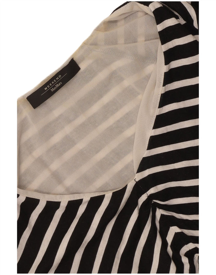 Max Mara blusa feminina de fim de semana top UK 12 listrado preto médio